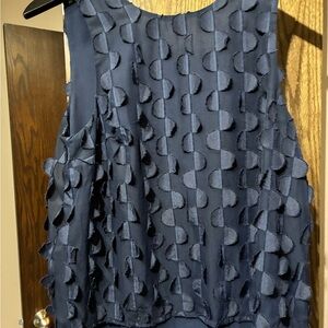 Maeve Navy Textured Sleeveless Blouse